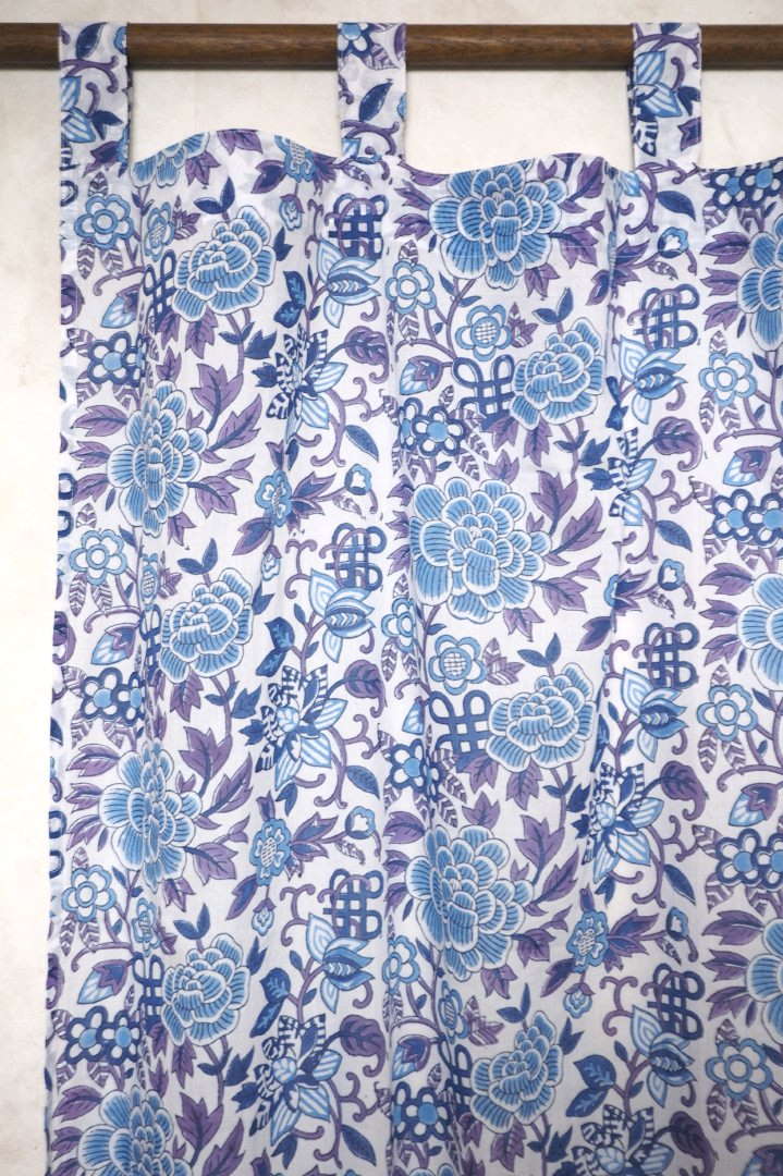 インド 木版染めコットンボイルカーテン - アジアの布専門店ウィージャ
